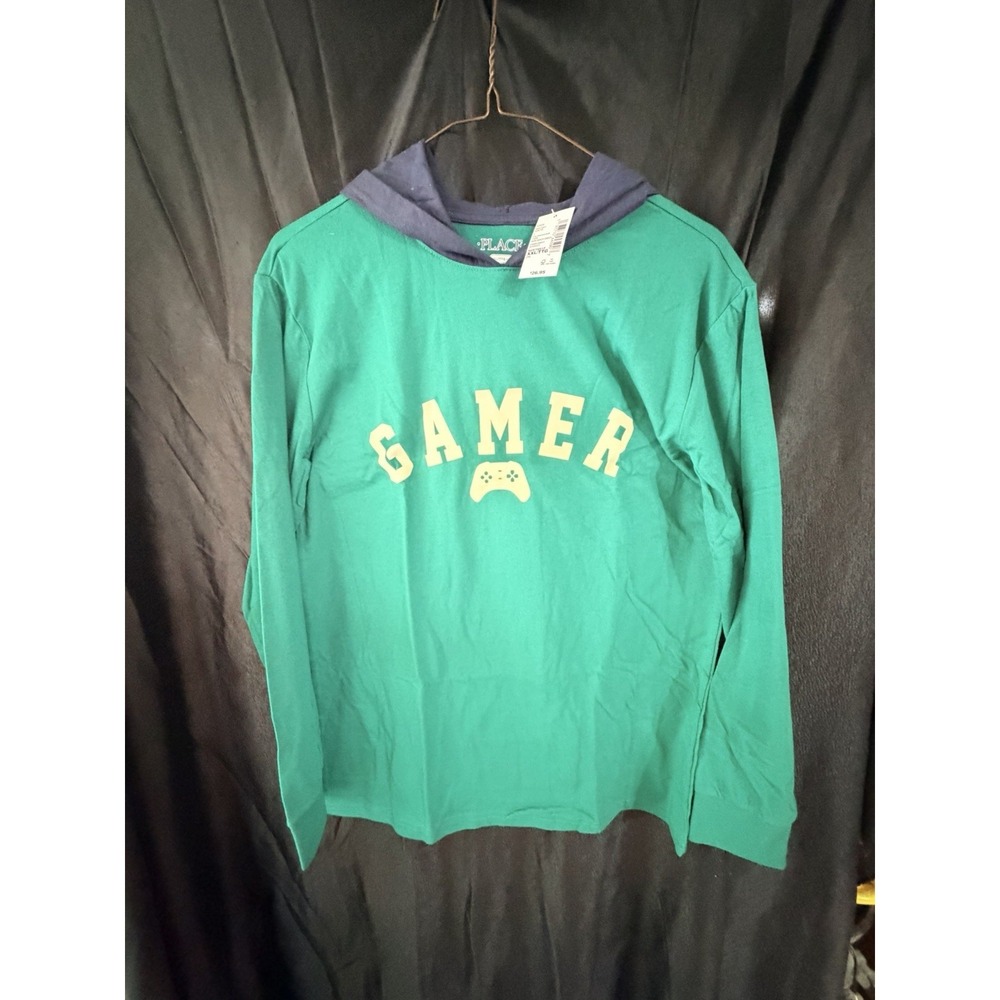 NWT JUNIOR BOYS XXL/TTG (16) GAMER SHIRT GREEN MEASURMENTS IN DESCRIPTION (3014)